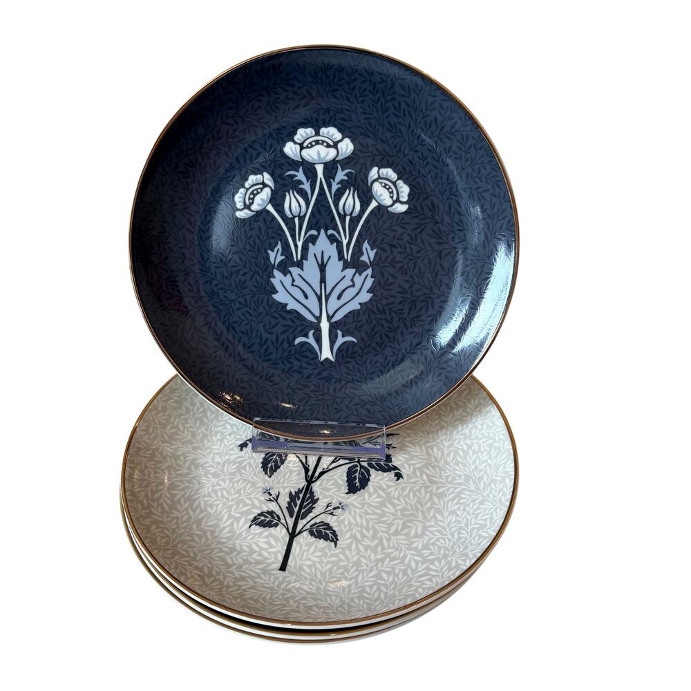 William Morris & Co. Sweet Meadow Appetizer Plates 6.5in Set of 4 Porcelain NEW